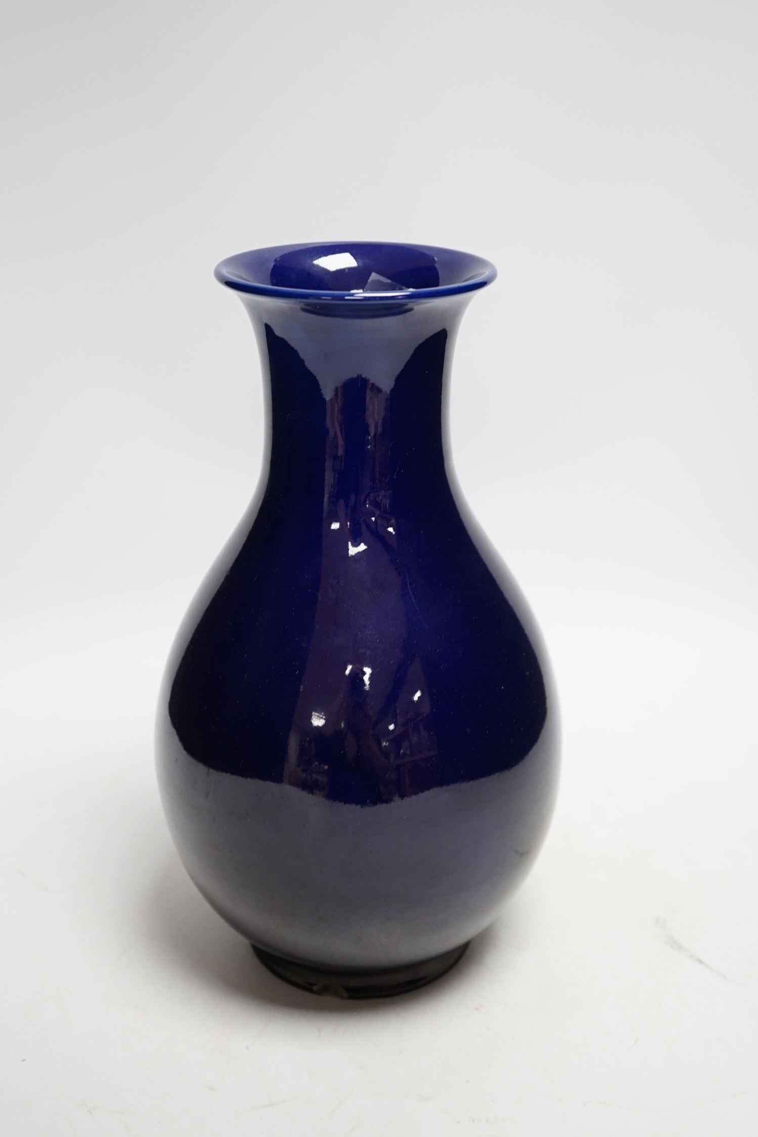 A Chinese blue glazed baluster vase, 29cm